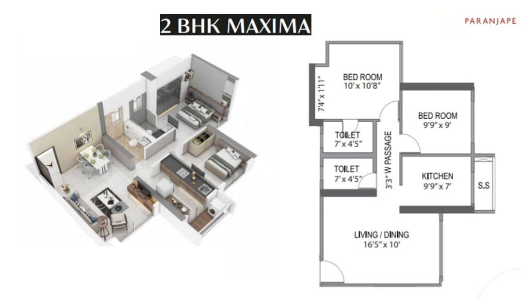 Paranjape Thane 2BHK Plan